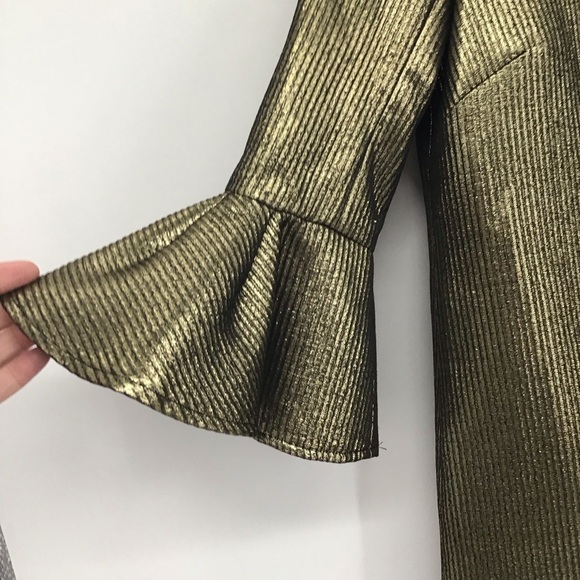 BCBGMaxAZARIA NWT “Judy” Gold Metallic Textured Sheath Dress Party Size XXS - Picture 7 of 10